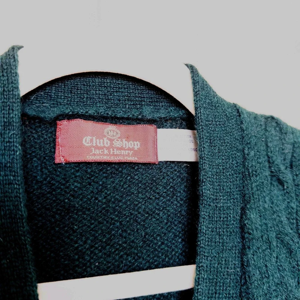 VTG‎ Club Shop Mens Cable Knit Sweater Vest Size M Dark Green Preppy Old Money